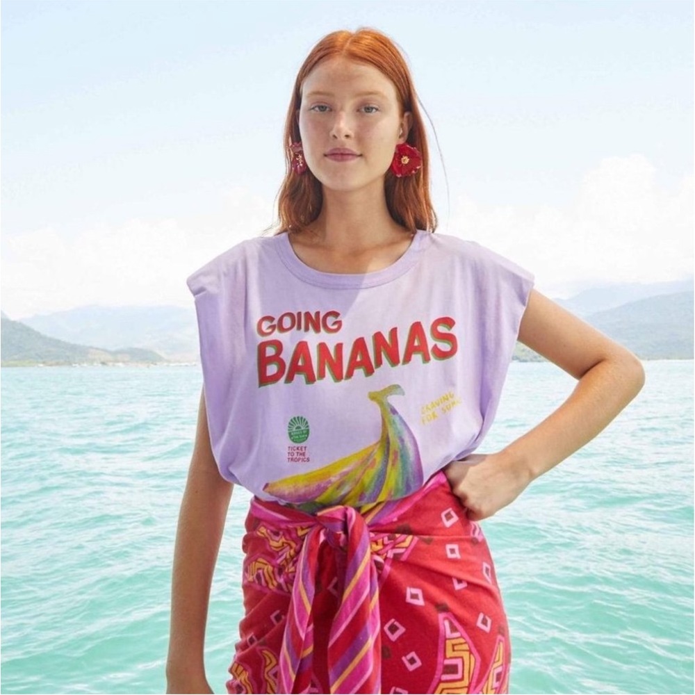 FARM Rio 'Going Bananas' Shoulder Pad Graphic Muscle Tee